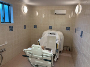 機械浴。寝たきりになっても安心